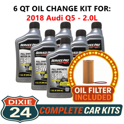 Fits: 2018 Audi Q5 2.0L 6,000 Mile Synthetic Oil & Filter Kit (5W-40)