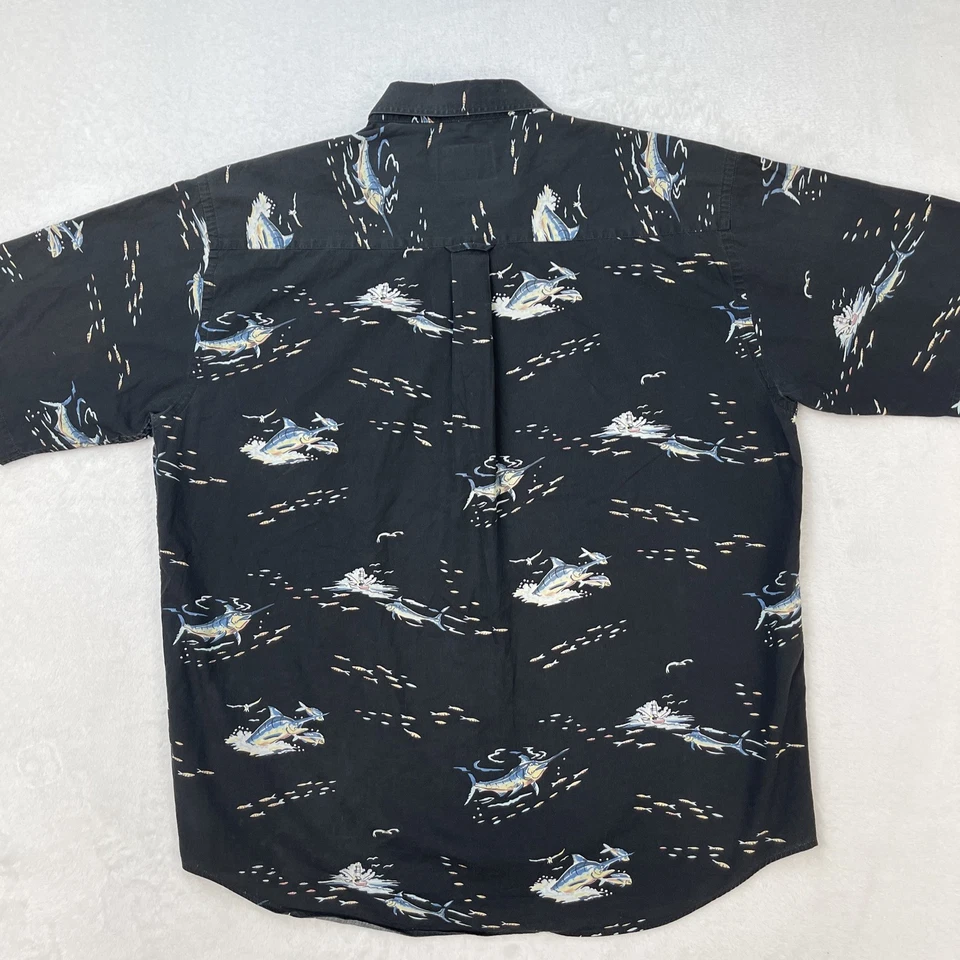 VTG Bimini Bay Hawaiian Tee Fishing Shirt XL Button Up Marlin Swordfish Deep Sea - Image 2 of 4
