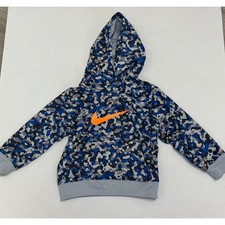 Nike Therma-FIT Hoodie Camo Pullover Sweatshirt Activewear Orange Logo 2T