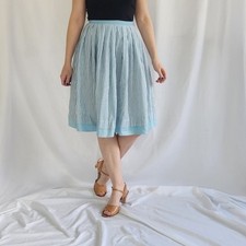 60s Blue and White Striped Home Made Skirt