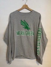 UNT North Texas Mean Green Long Sleeve T-Shirt Hanes Gray Mens XL NCAA Fan