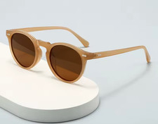 Vintage Round brown Lens Sunglasses Retro Sty...