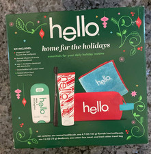 Hello Home For The Holidays Kit Vegan Toothpaste,Deodorant,Toothbrush,Towel,Bag