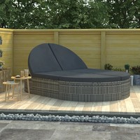 Doppel Sonnenliege Mit Kissen Poly Rattan Grau FüR Terrasse Und Balkon