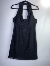 NWT NANETTE LEPORE Size 6 Ruffled Halter Lace Overlay A-line Midi Dress