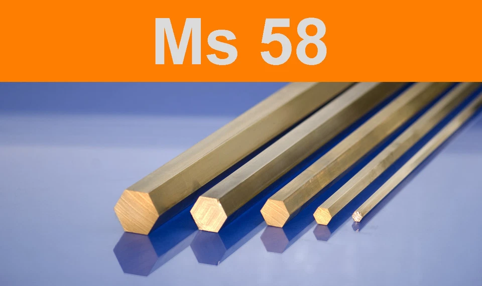 Messing Sechskant Stange SW 8 - 30mm CuZn39Pb3 6kant Ms58 Sechskantstab brass Ms - Bild 2 von 2