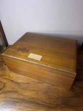 Vintage Fairfax Walnut Wood Cigar Humidor Box Brass Plaque Made in USA 11"