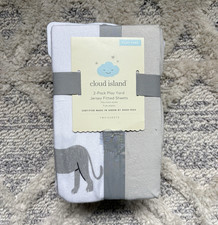Cloud Island 2-Pack Play Yard Jersey Fitted Sheets Cotton Blend Gray/White