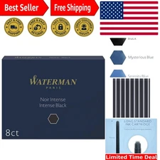 Fountain Pen Ink Cartridges - 8 Count Permanent Black for Creative Flow