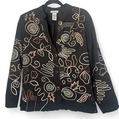Vintage Vicki Wayne Jacket Artisan Embroidered Eclectic 100% Cotton - size 16