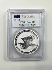 2015 P Australia PCGS Gem BU Wedge Tailed Eagle $1 Silver Coin John Mercanti