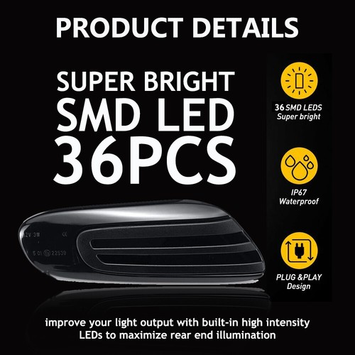 For 14-20 Mini Cooper F55 F56 F57 SMOKED Lens Dynamic LED Side Marker Light Lamp - Picture 4 of 12