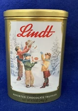 LINDT Swiss Chocolate Nostalgic Decorative Christmas Winter Holidays oval Tin