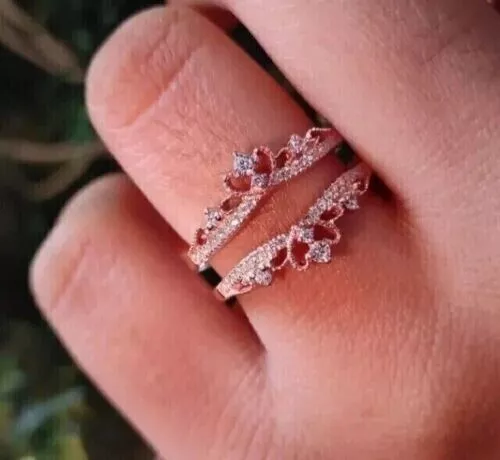 Wrap Enhancer Guard Ring 14K Rose Gold Plated 2 Ct Round Lab