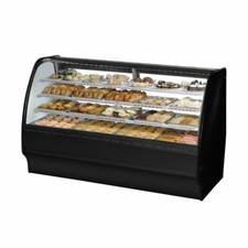 True TGM-DC-77-SC/SC-S-W 77" Curved Glass Solid Colored End Dry Bakery Mercha...
