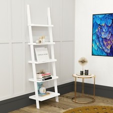 Ladder Shelving Unit Tier Display Stand Book Shelf Wall Rack Storage White Grey