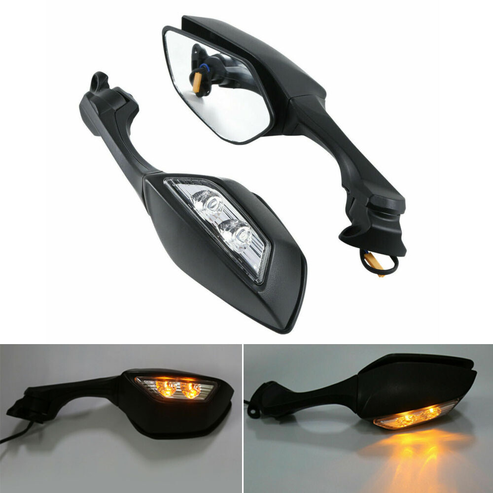 Black Rear View Mirrors Turn Signals Fit For Kawasaki Ninja ZX10R