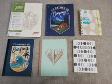 Mead Pen + Gear Mint Green Lot Of 6 Notebook Geometric College Wide Ruled