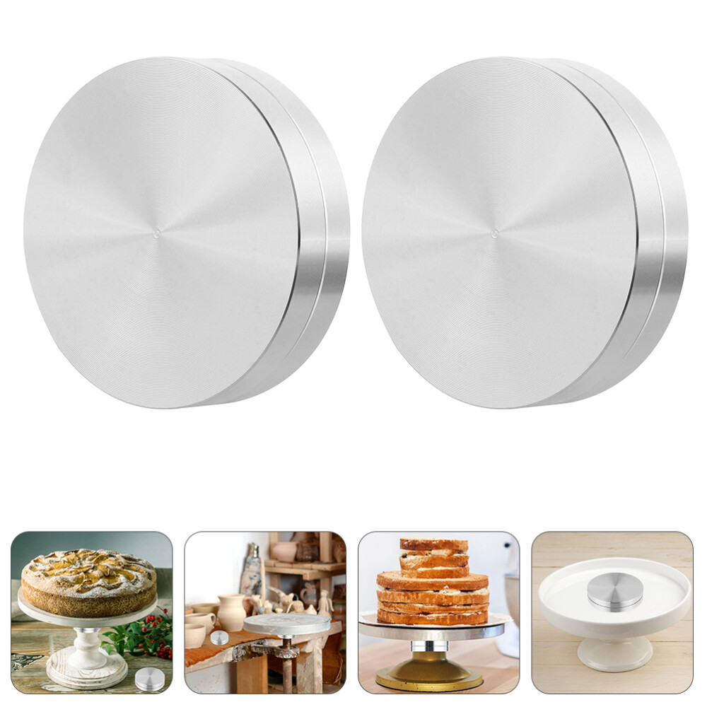 2 Pcs Aluminum Rotating Cake Stand Turntable Base Bearing Accessories