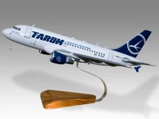 Airbus A318 Tarom Desk Wood Airplane New Model Small Scale 1/100