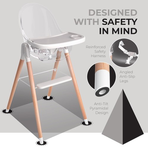 Silla alta de madera Children of Design clásica no reclinable 6 en 1 - GRIS - Imagen 4 de 9