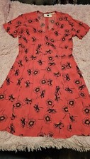 NWT Gap,  Floral Midi Dress,  ORANGE  Women's Size 8