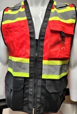 Class 1 High Visibility Reflective Red OR Blue/ Black  Safety Vest w/ ID POCKET
