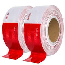 SEVEN SPARTA DOT-C2 Reflective Safety Tape 2 Inch x 200 Feet Red/White Conspi...
