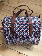 Fossil pattened Ladies Medium sized handbag, pink/coral/cream, Used