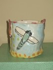 Laurel Izard Edwin Shelton Pottery Heavy Vase - Dragonfly, Floral — photo 1