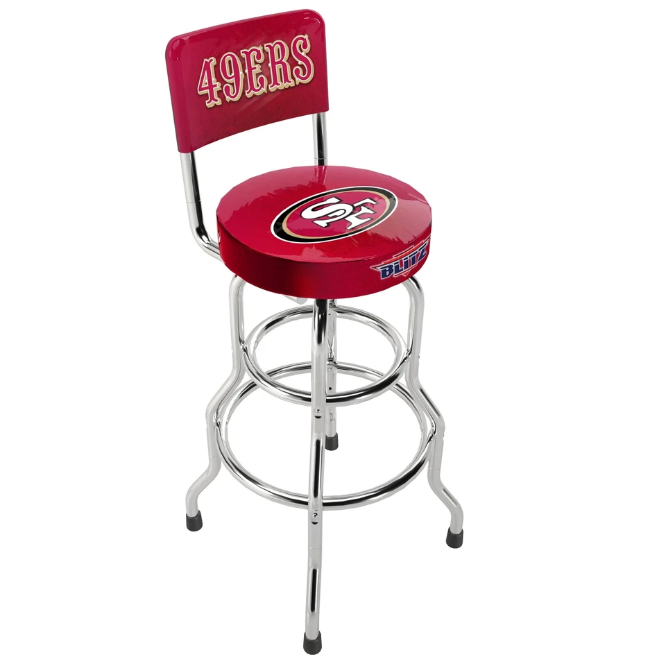 NFL Team Logo Chair Adjustable Swivel Bar Stool High Back Seat Blitz Football - Image 4 of 4