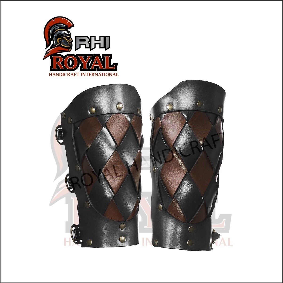 Medieval Era Leather Forearm Bracers Pair Leather Wrist Guards pair New