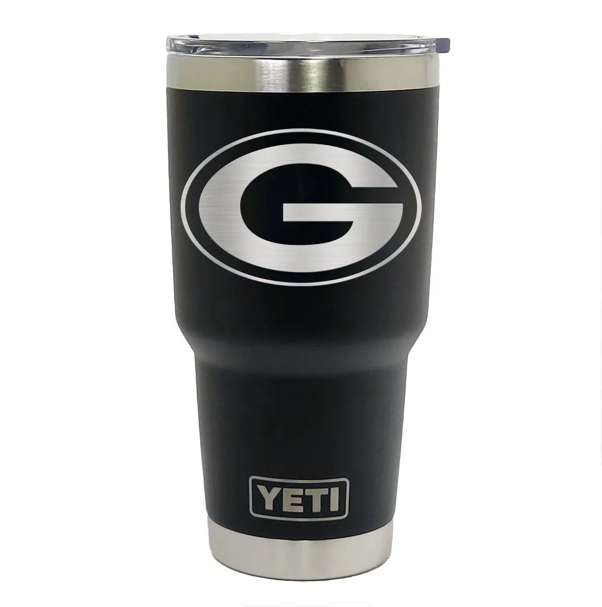 Green Bay Packers YETI Laser Engraved Colster, 20 or 30 oz. Black Tumbler