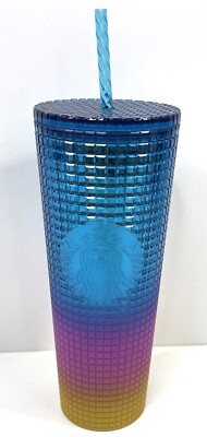 Starbucks Tumbler Tim Singleton Rainbow Grid Gradient Ombre - Venti 24oz - NEW