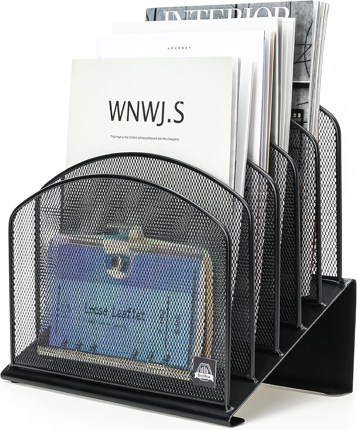 Metal 5-Section Vertical File Organizer for Inclined Desks-image