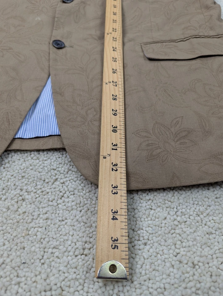 Abrigo deportivo Tasso Elba Island para hombre 46R marrón lino algodón traje chaqueta blazer tostado Foto 4 de 4