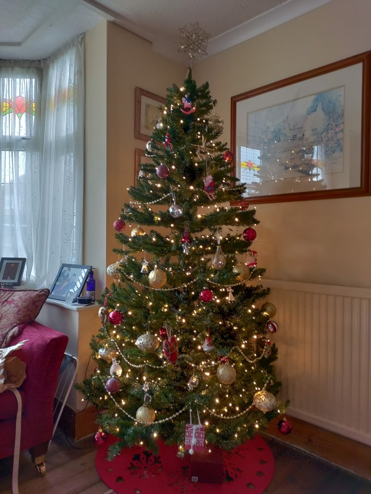 7ft Xmas Tree Photo Shows With lights & decs but tree is sold