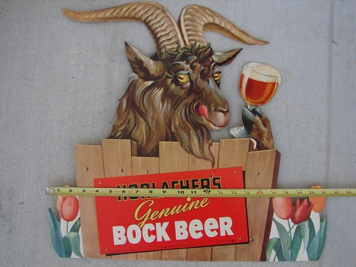 HORLACHERS GENUINE BOCK BEER 1950's Liquor Store Bar Advertising Display Sign - Picture 3 of 12