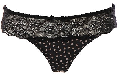 Flashlights Damen String mit Spitze Schwarz 32/34 J2008