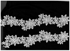 Beautiful Venise Lace Rayon White Daisy  Applique Dress #E40