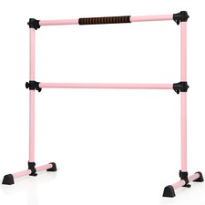 Costway Portable Ballet Barre 4ft Adjustable Exercise Double Dance Bar Pink