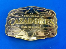 Cazadores Tequila Brand Large Silver  Gold color ADD Belt Buckle Jalisco Mexico