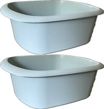 2x TML Rectangular Plastic Kitchen Home Cleaning Washing Up Sink Bowl 11L - Sage