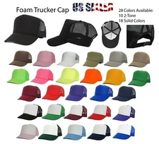 Trucker Hat Foam Mesh Baseball Cap Adjustable Snapback Solid Plain Men Hats
