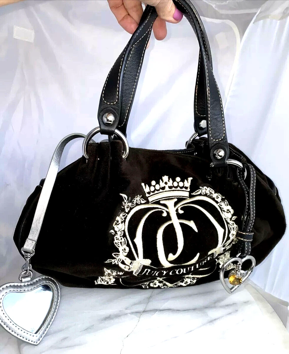Juicy couture black velvet purse cheap