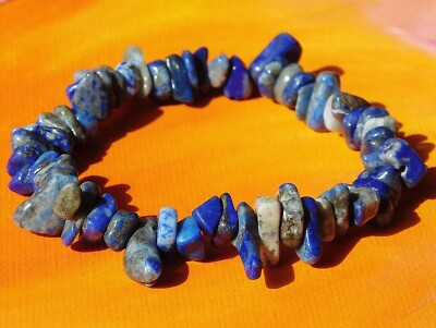 Handarbeit auf Bestellung - Edelstein Chip Perlen Armband - Natürlicher Lapislazuli.