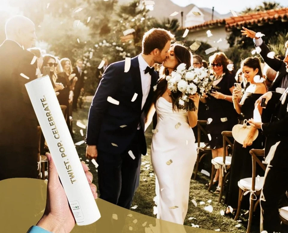 White Wedding Confetti Cannon Confetti Poppers Biodegradable, Wedding Exit Idea - Image 4 of 4