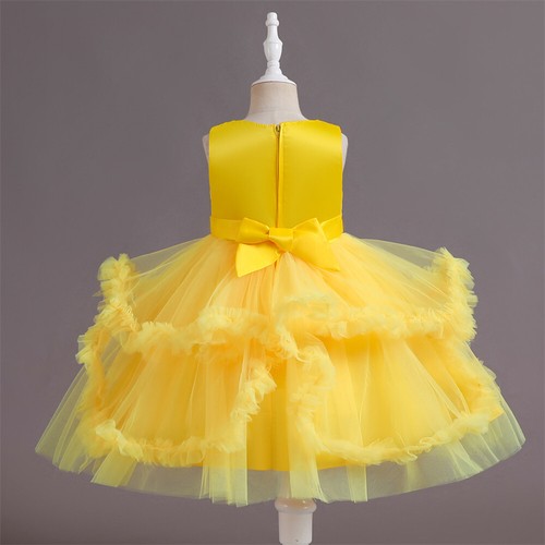Princess Flower Girls Ball Gown Kids Baby Summer Tutu Dresses Bridesmaid Wedding - Picture 145 of 178