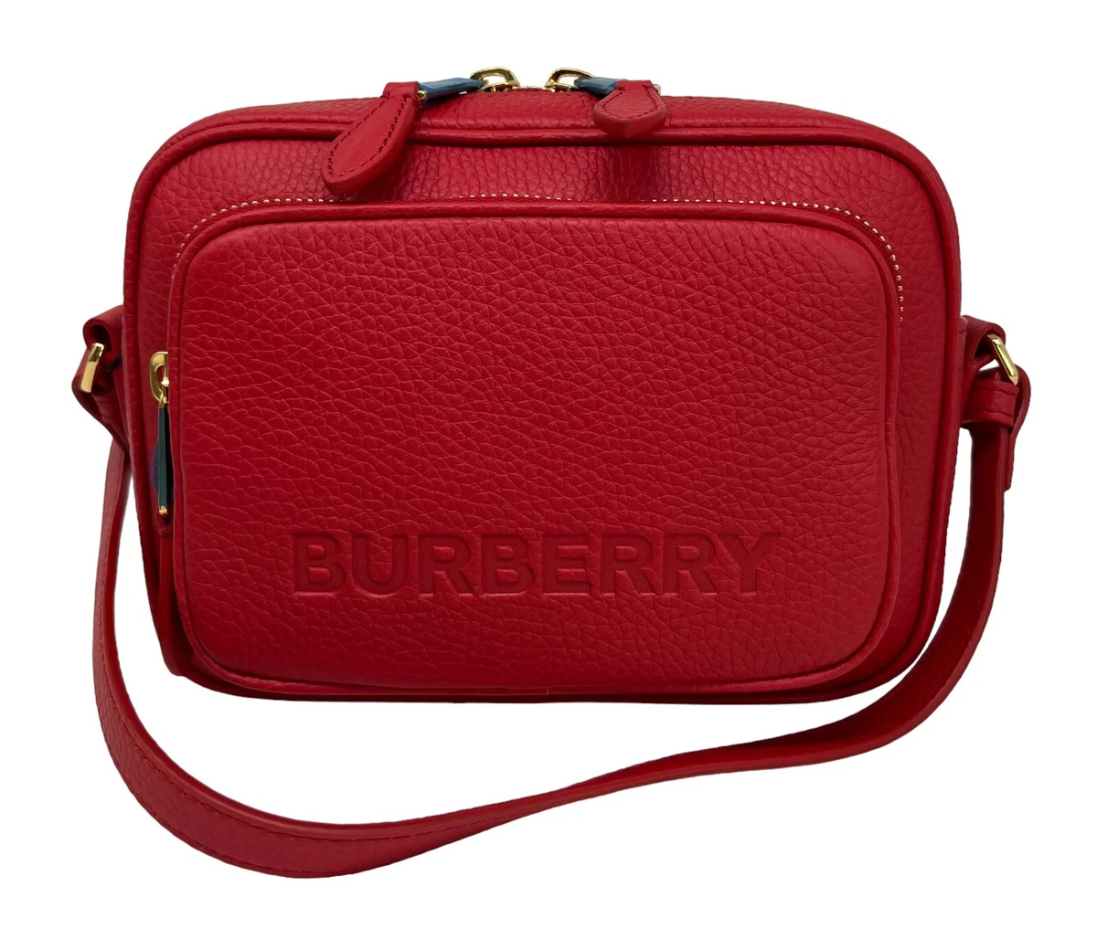 Burberry Small Camera Bag in Red Embossed Smooth Leather Crossbody $1290