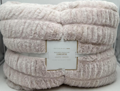 Pottery Barn Teen Faux Fur Ruched FULL / QUEEN Comforter / Quilt ~ Blush Pink - Picture 1 of 2